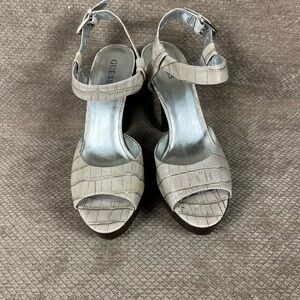 GUESS Women's Ofbayle Cream High Heel Sandals size 8 EUC